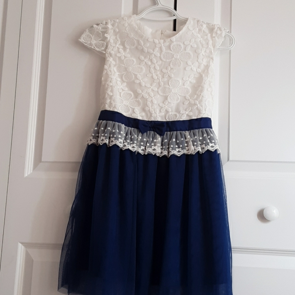 White and blue floral dress